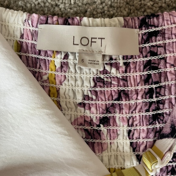 LOFT Paradise Tiered Dress White Tropical Palm Leaf Print | Size 6 | Never Worn - Picture 8 of 10